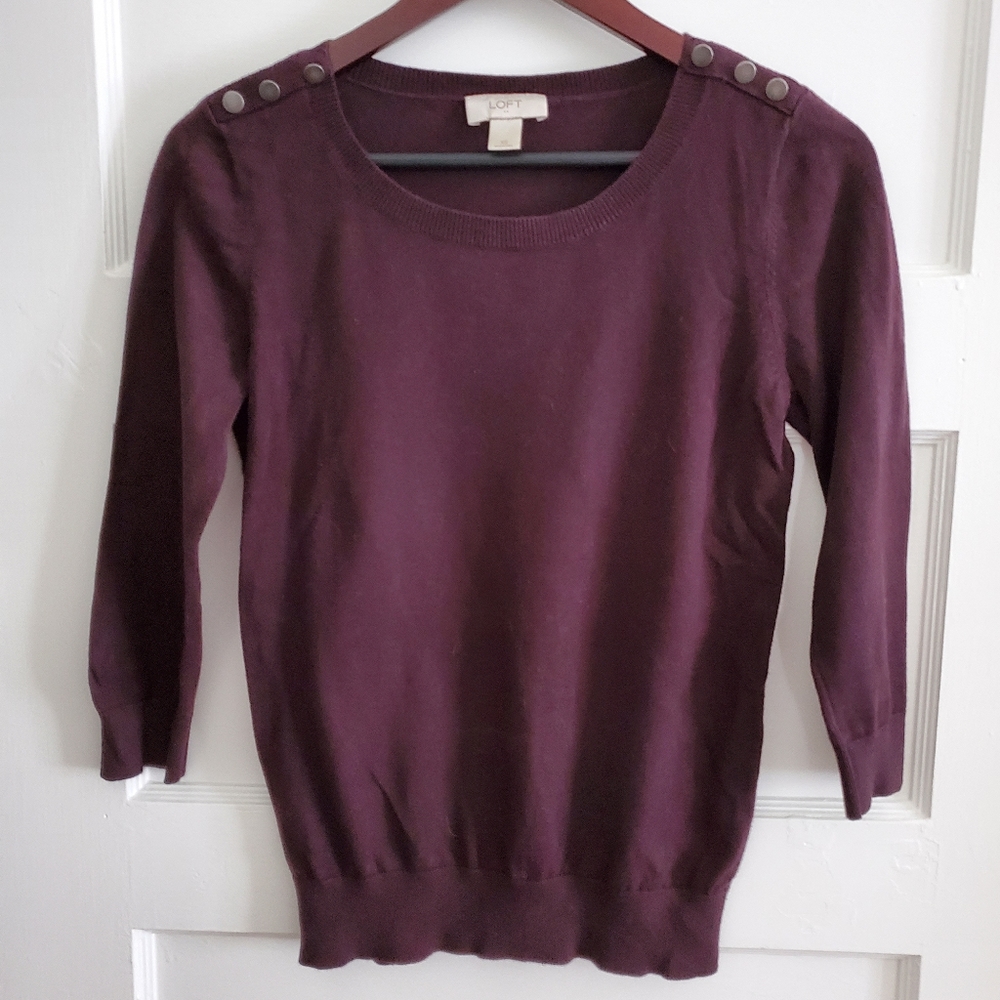 LOFT Plum 3/4 Sleeve Sweater - Size XS